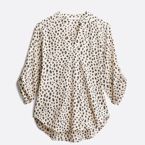 Lush Warren Leopard Print Split Neck Blouse